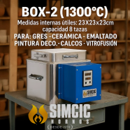 Horno modelo BOX-2 (1300°c) Medidas internas utiles: 230mmX230mmX230mm PARA: GRES - CERAMICA - ESMALTADO - PINTURA DECO. - CALCOS - VITROFUSION